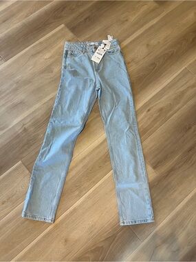 Zara Light Blue Straight-Leg Women's Jeans